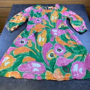 Banjanan Women 100% Cotton Floral Dress w/ pockets, lined. See pics for sizing